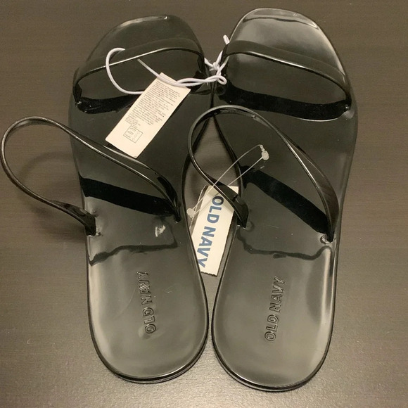 OLD NAVY Shiny‎ Jelly Slide Sandals in Blackjack - Picture 6 of 9